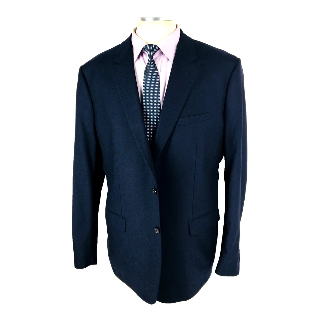 50R Dior Mens Canvassed 2 Button 100% Wool Blazer Jacket Dark Navy EUR 60R